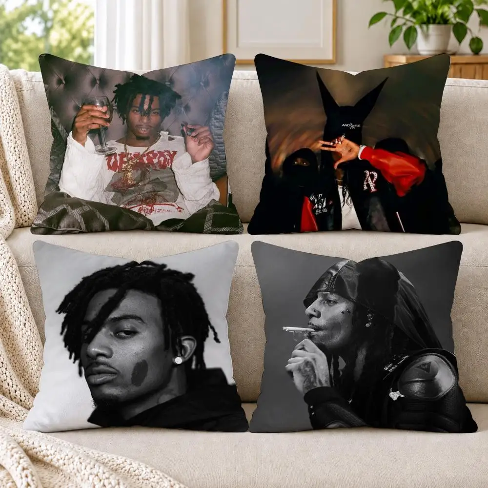 P-Playboi CartiS Cushion Cover Short Plush Double-Sided Printing Sofa Bedroom Living Room Throw Pillow Cover Home Decor