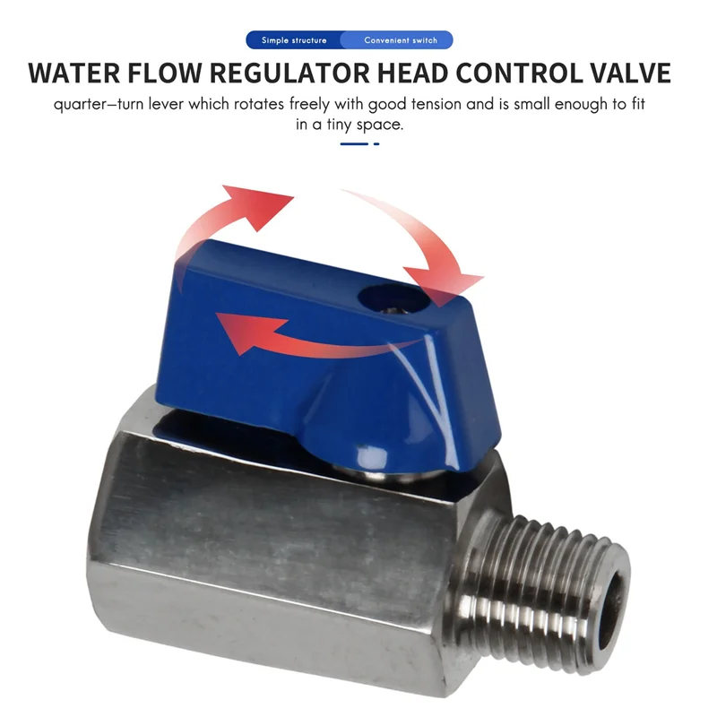 【الأفضل مبيعًا】صمام كروي 1/2 بوصة 304 صمام كروي صغير من الفولاذ المقاوم للصدأ أنثى وذكر NPT رائع للتحكم في تدفق رأس الدش #3