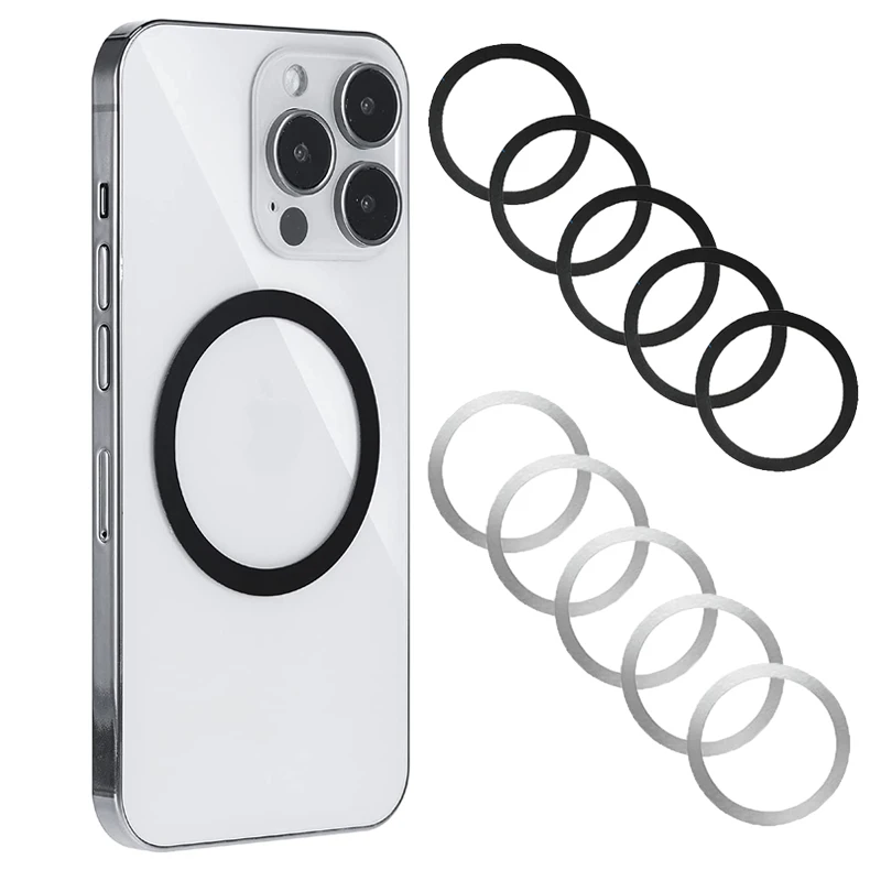Anel magnético universal de placa de metal, 5 peças para carregador sem fio magsafe folha de ferro adesivo ímã suporte de telefone para carro acessóri