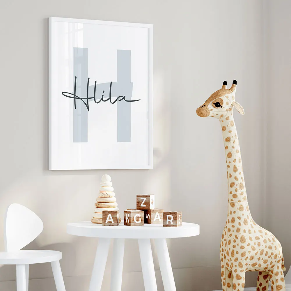 3pcs Personalized Custom Name Cartoon Rainbow Wall Art Print Picture Canvas Poster Painting For Living Child Room Home Decor image 3