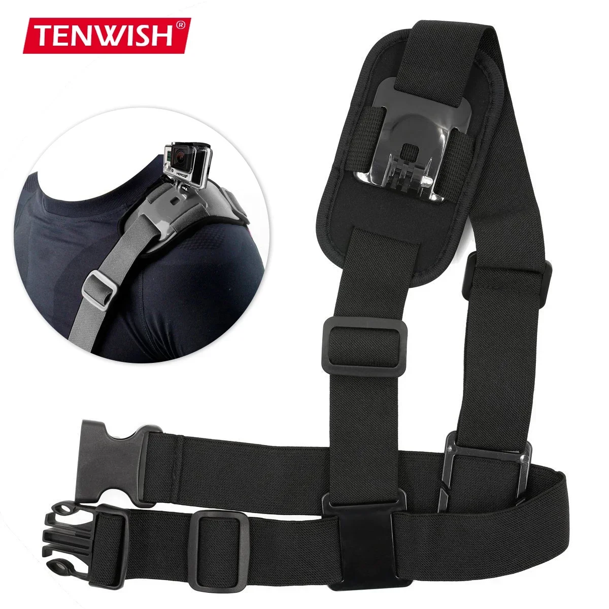 POV Footage Holder Shoulder Strap Bust Belt with J-Hook Moun for GoPro Hero 10 9 8 7 6 Session 3+ Sjcam Xiaomi Yi Action Camera