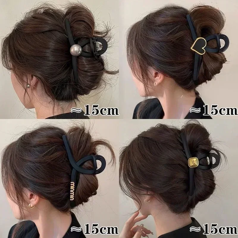 Black Matte Hair Clip For Women Fashion Elegant Hairgrips Large Hair Claw Clips Girls Hairpins Korean Style Hair Accessories