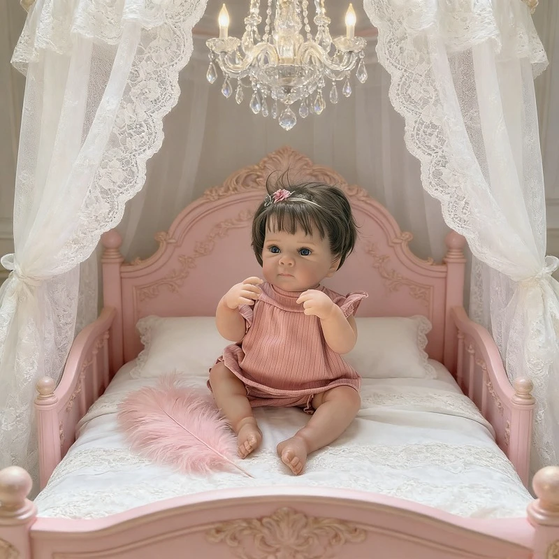 Boneca Reborn Menina Bettie Corpo Impermeável com Olhos Azuis 45cm Brinquedo Infantil Presentes
