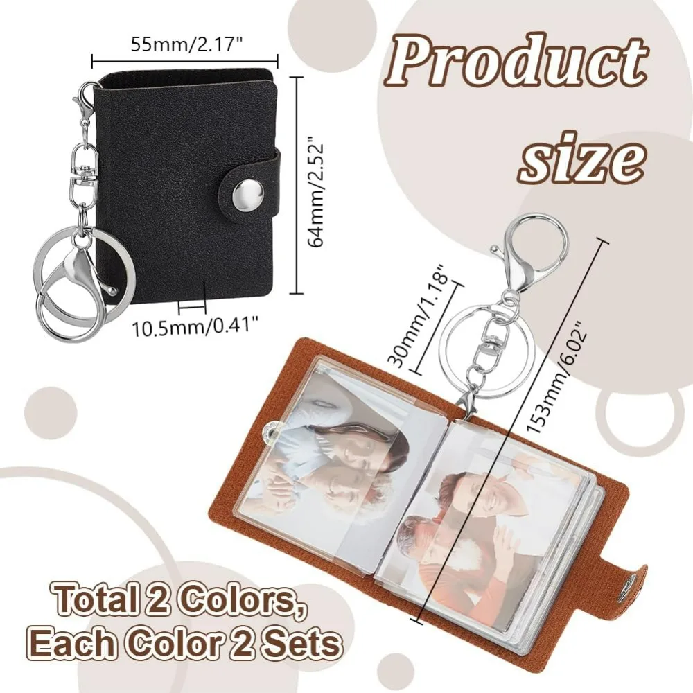 4-пакет 2,5-дюймовый мини-маленький альбом с брелком, карманный альбом, брелок для ключей, кожаный брелок для фотосъемки