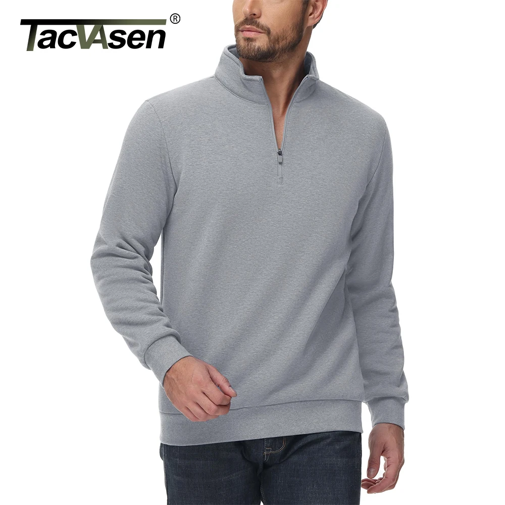 TACVASEN Men's 1/4 Zip Up Pullovers Sherpa Fleece Lined Turtleneck Sweatshirt Solid Casual Heavyweight Winter Warm Sweaters