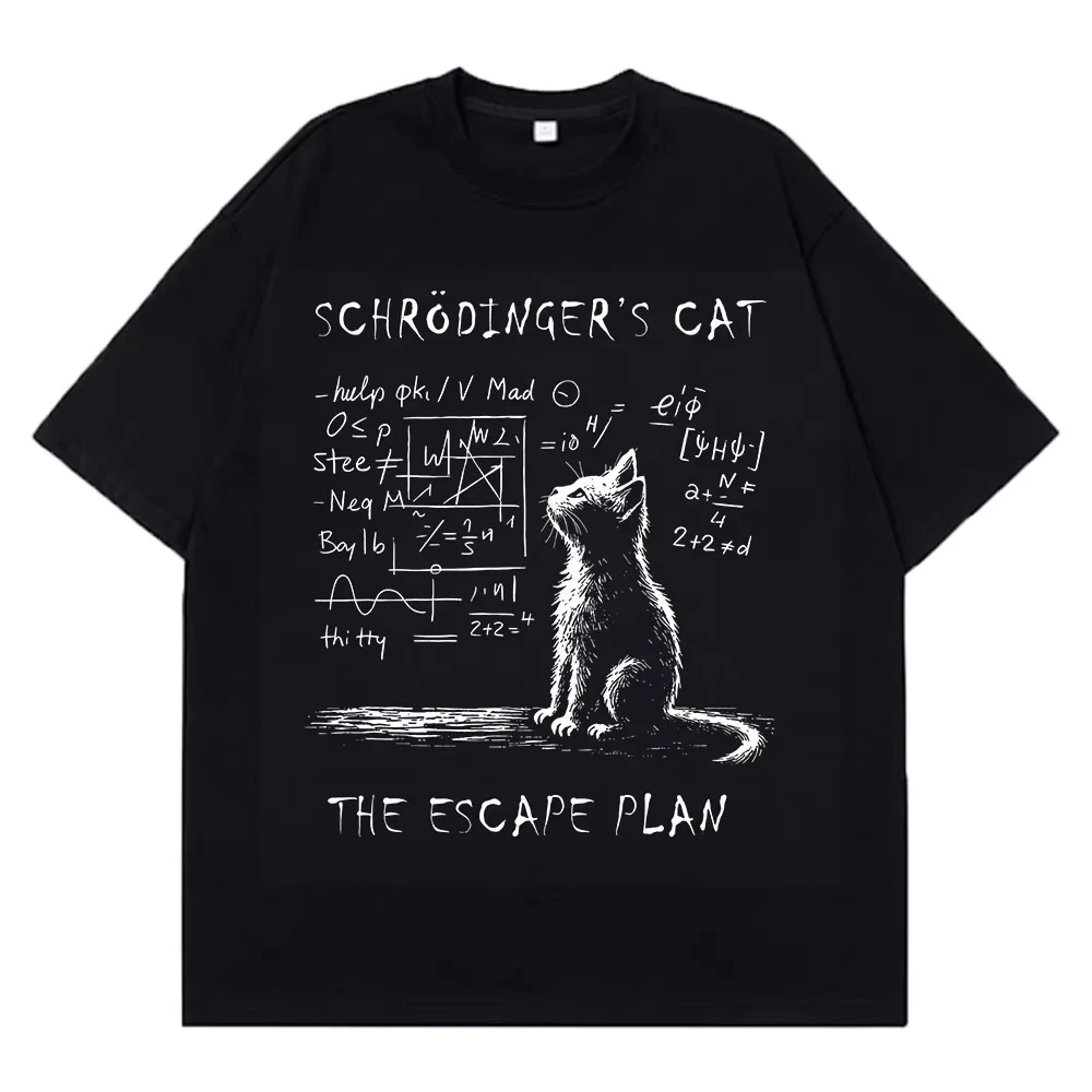 Funny Cat Physics Graphic T Shirts Men Creative Print Summer Short-sleeved Tops Men Women Streetwear Gift T-shirts