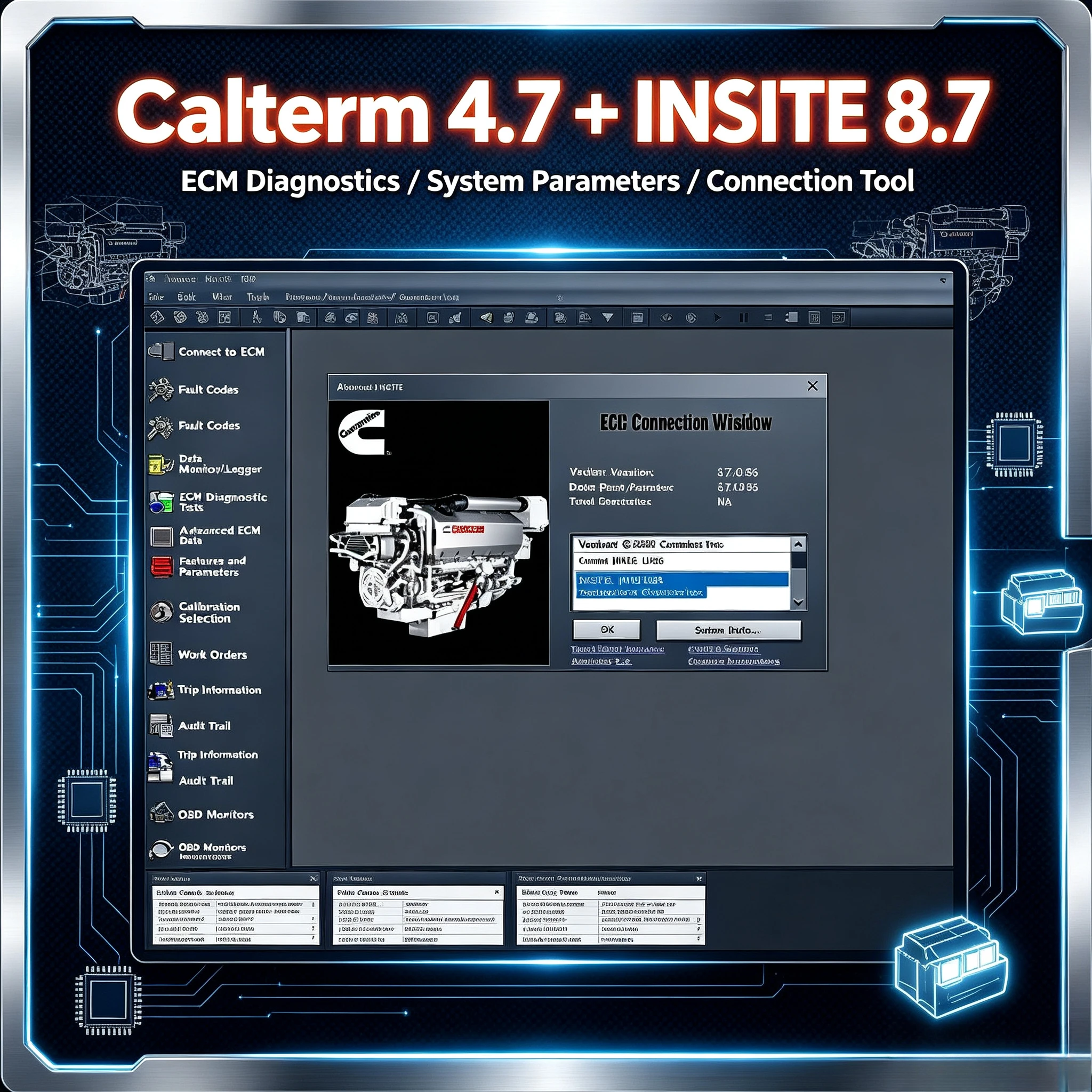 Truck Engine Diagnostic Software Insite 8.7 with  + Calterm 4.7 MetaFile Keygen Never Expire Work Site Line 6 7