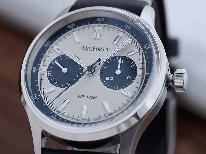 Milifortic R078 Klassische Retro Herrenuhr mit sanftem Quarzwerk, Panda-Multi-Zifferblatt, elegante Armbanduhr für den täglichen Geschäfts- und Anzuggebrauch, cool und stilvoll. – Detail 10