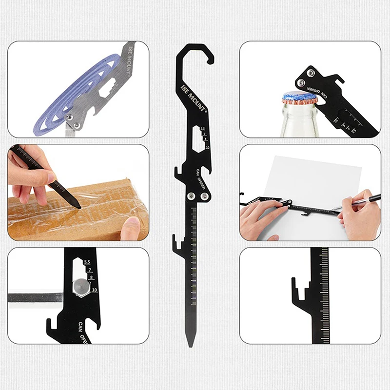 Outdoor Multifunctional Stainless Steel Hook Mosquito Coil Bracket Bottle Opener Measuring Ruler Foldable Insert