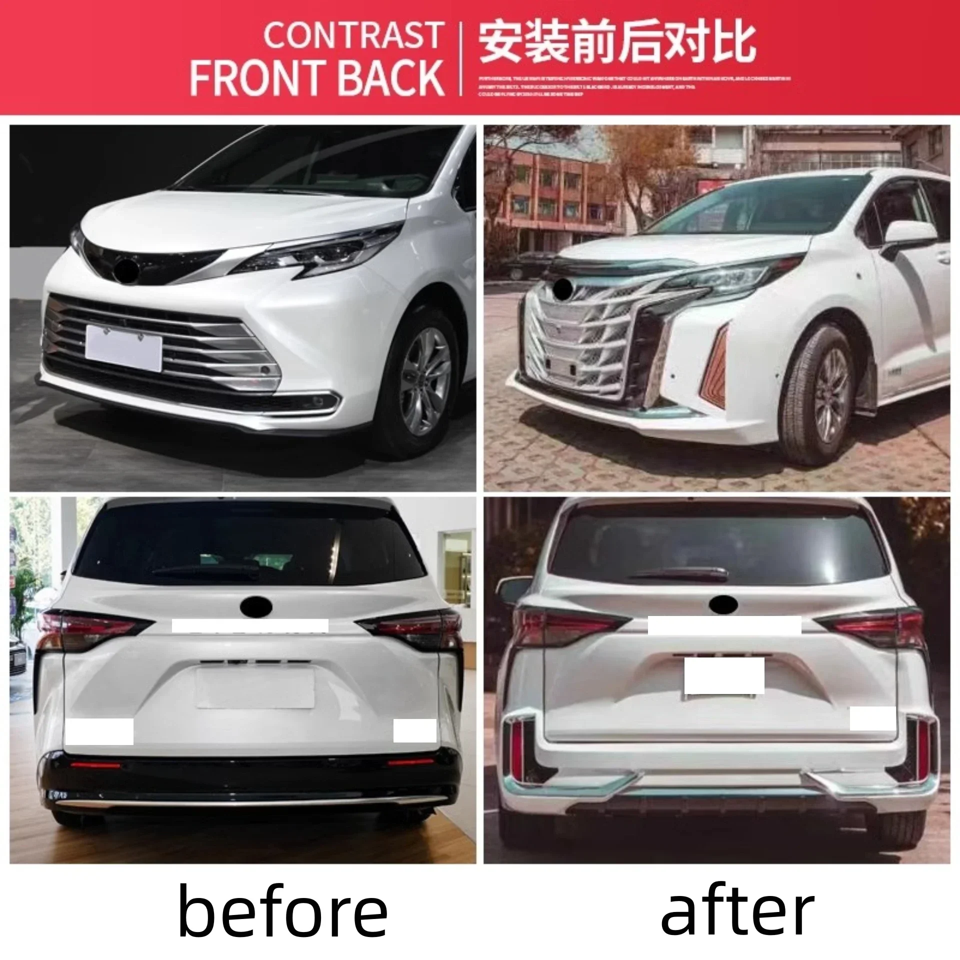 Body Kit Front Rear Bumper Assembly Grille for Toyota Sienna 2022 Convert Surround Car Accessories - view 2