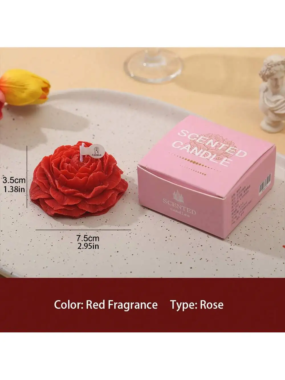 1/2 red candles, high-end atmosphere aromatherapy candles, peony flower souvenirs, high-value birthday gifts, decorative