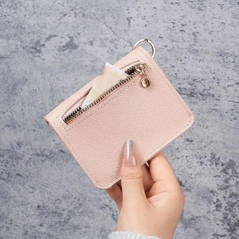 S Korean Version Women's Coin Purse Short Fashion Multifunctional Zipper Trifold Wallets