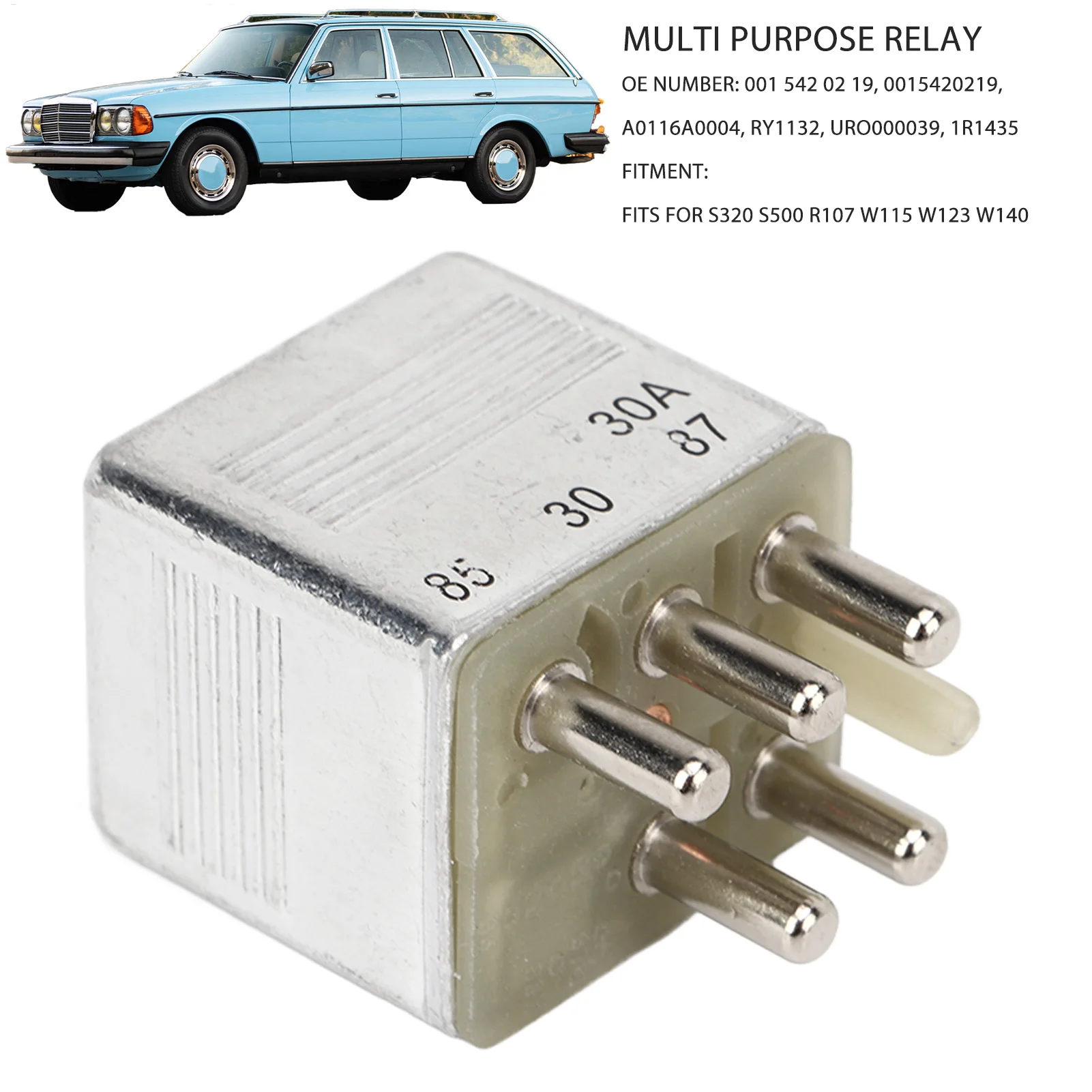 12V 5pin Multi Purpose Relay 001 542 02 19 Automotive Fuel Pump Starter Relay for Mercedes-Benz S320 S500 R107 W115 W123 W140