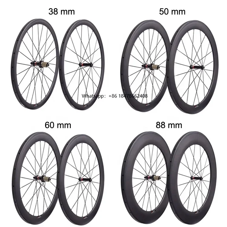 Factory on Sale 23 Wide Carbon Tubular Wheelset 700C Rim Brake Road Bicycle Wheel 38/50/60/88mm Depth with Novatec Hub A271FS372