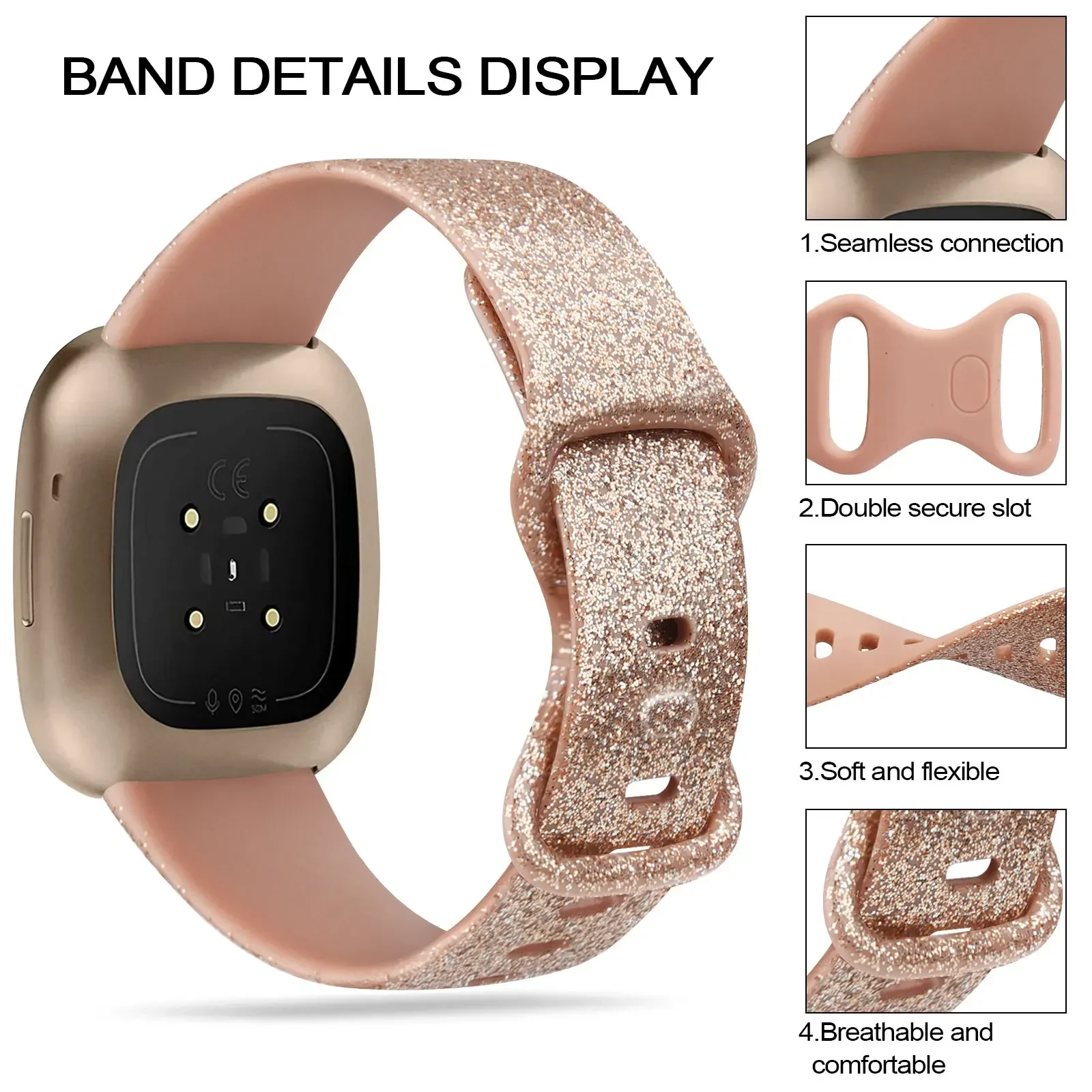 حزام ساعة من السيليكون لساعة Fitbit Versa 3 حزام Smartwatch الرياضية لملحقات سوار المعصم المقاوم للماء من Fitbit Versa Sense