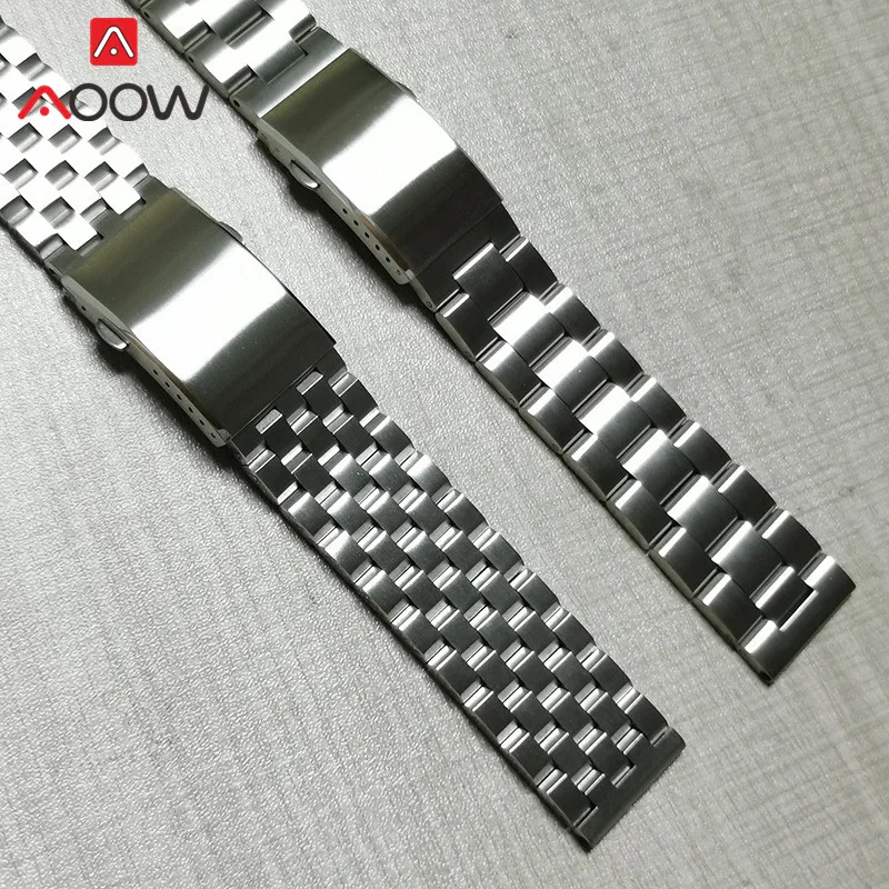 16mm 18mm 20mm 22mm Solid Stainless Steel Watch Clasp Double Press Folding Buckle Quality Metal Clasp Watch Repair Accessories