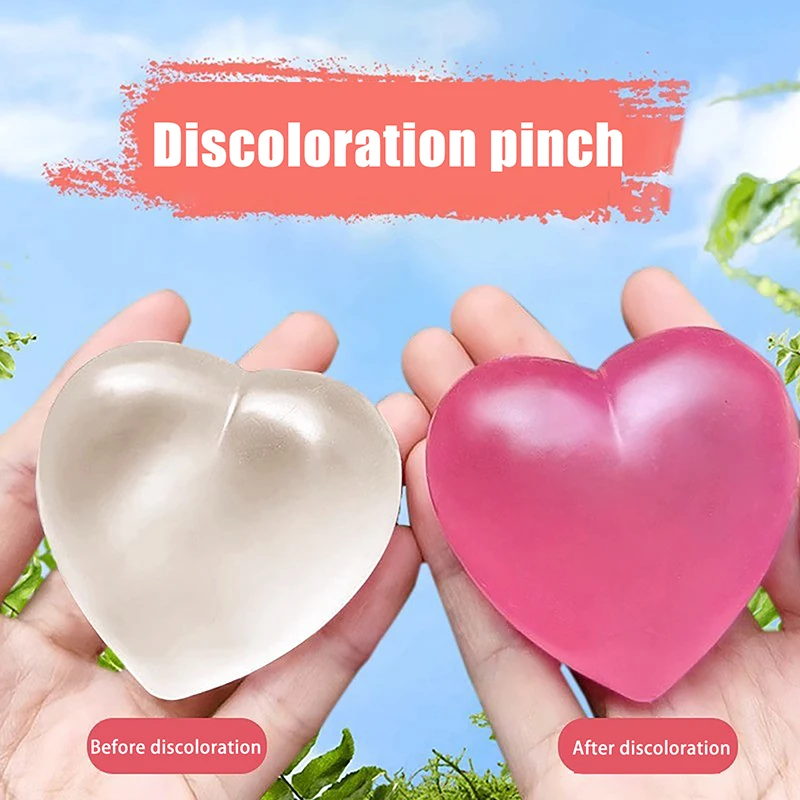 Heart Soft Squeeze Toy Color Changes With Exposed To Light Anti Stress Adult Toy Pinch TPR Soft Decompression Slow Rebound Toys