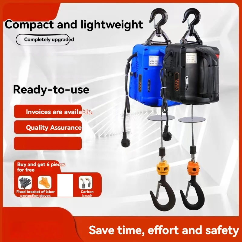 220V 500kg High-Power Miniature Electric Hoist with Wireless Remote Control for Home Use and Portability