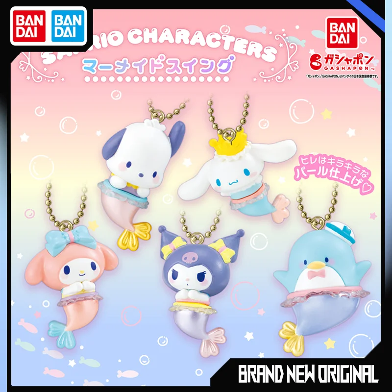 

Bandai Sanrio Action Figures Model Kuromi Melody Pochacco Cinnamoroll Mermaid Shaped Pendant Gashapon Ball Official Genuine