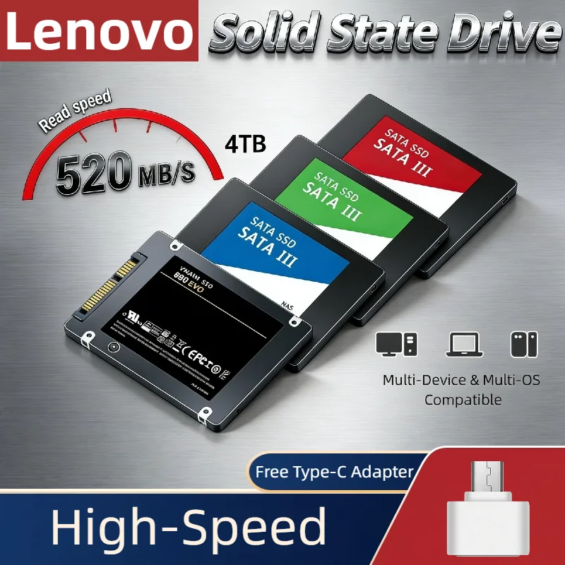 

Внешний SSD-накопитель Lenovo 4 ТБ, 1050 МБ/с, USB 3.2 Gen 2, портативный твердотельный накопитель NVMe Type-C, высокоскоростной жесткий диск для игровых ноутбуков и PS5