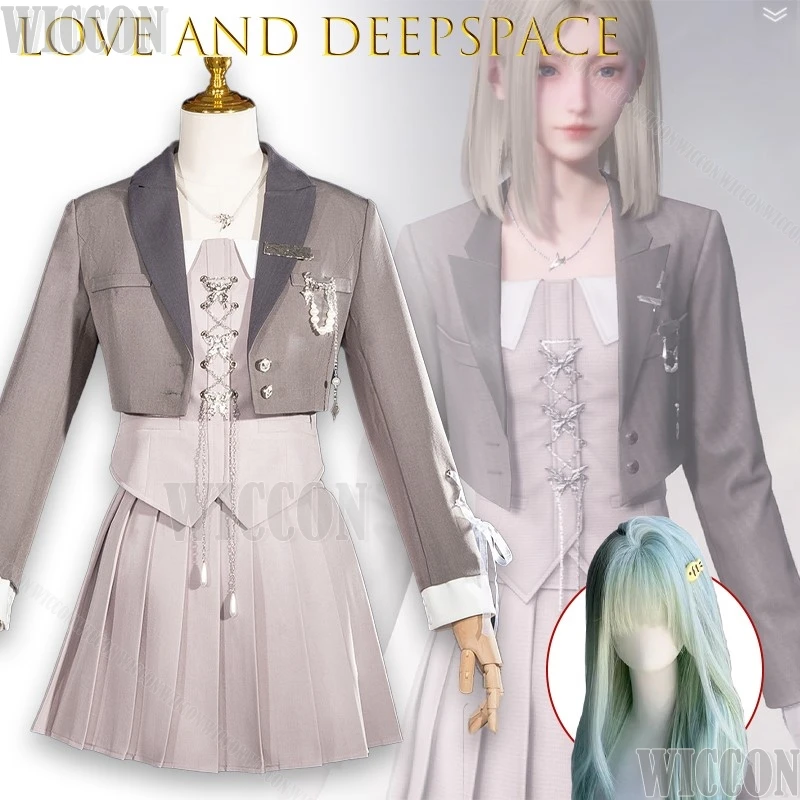 

Love and Deep Space Heart Whispers Cosplay Dress Female Main Character Outfit Anime Game Costume triped Shirt Slim High Waist