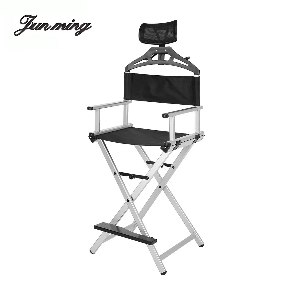 Professional aluminum alloy folding director makeup chair with head pillow, outdoor portable head pillow, folding makeup