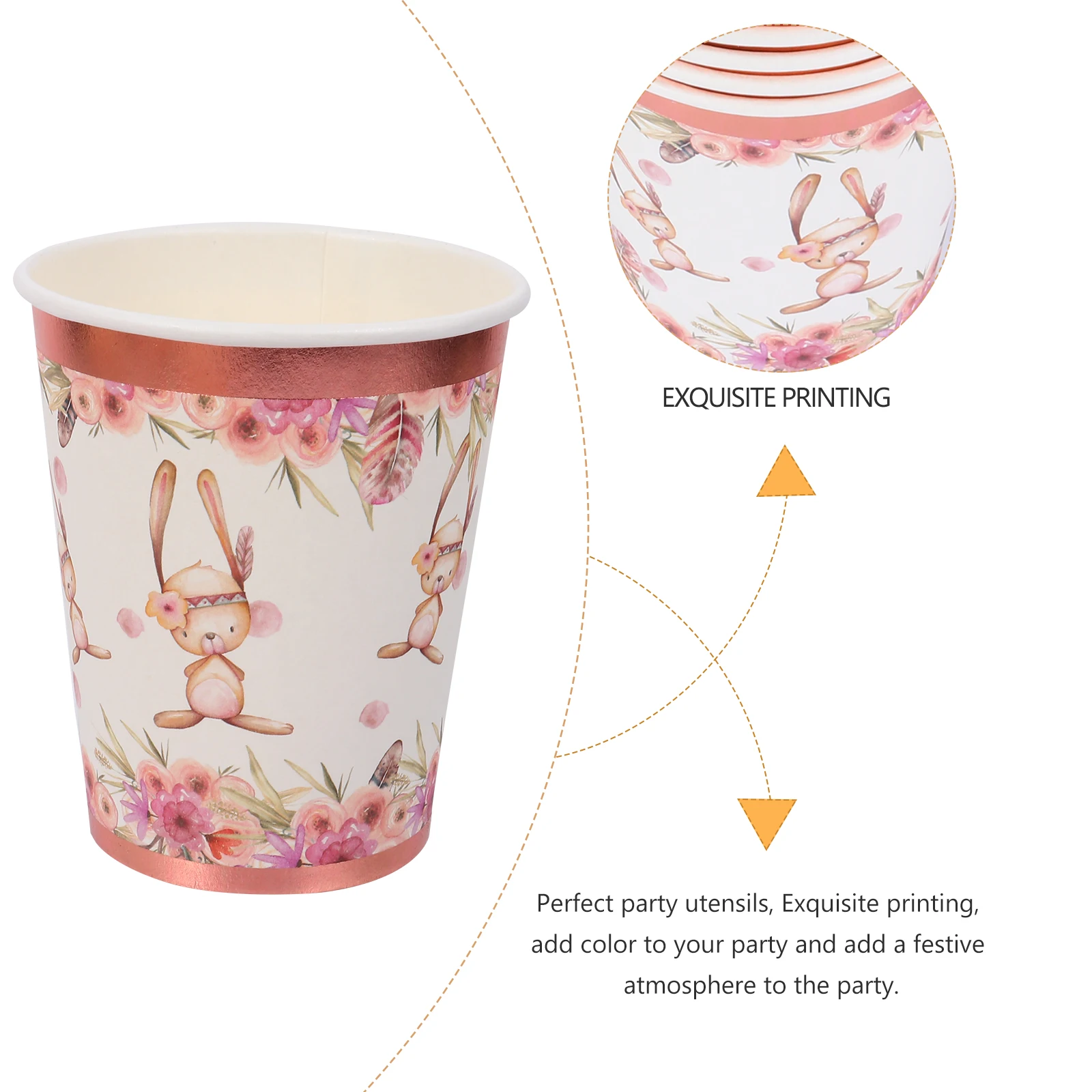 

4Set Easter Party Decoration Bronzing Paper Cup Disposable Tableware Creative Chic Design Exquisite Printing Durable Safe