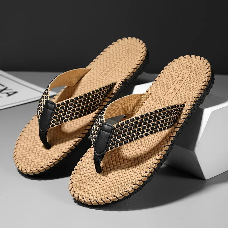 

2025 Summer Unisex Flip Flops Woven Shape Design Leisure Couples Slippers Outdoor Beach Holiday Light Non-slip Sandals Sandalias