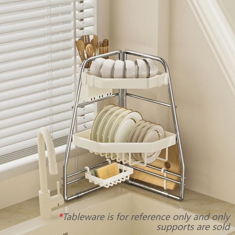 

Sink Corner Shelf Kitchen Multifunctional Draining Rack Simple Stainless Steel Storage Racks Household Drain Tableware Shelf