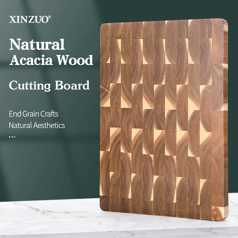 

XINZUO Wooden Chopping Board Acacia Wood End Grain Cutting Board Rectangular Cutting Board Professional Kitchen Chopping Board