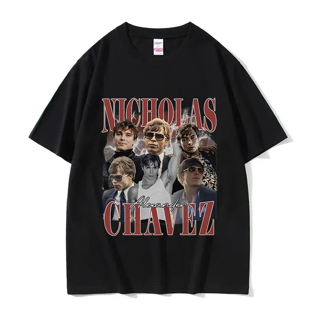90s Retro Nicholas Chavez graficzne t-shirty męskie O-Neck moda wysokiej jakości T-shirt męski 100% bawełna obszerna koszulka Streetwear
