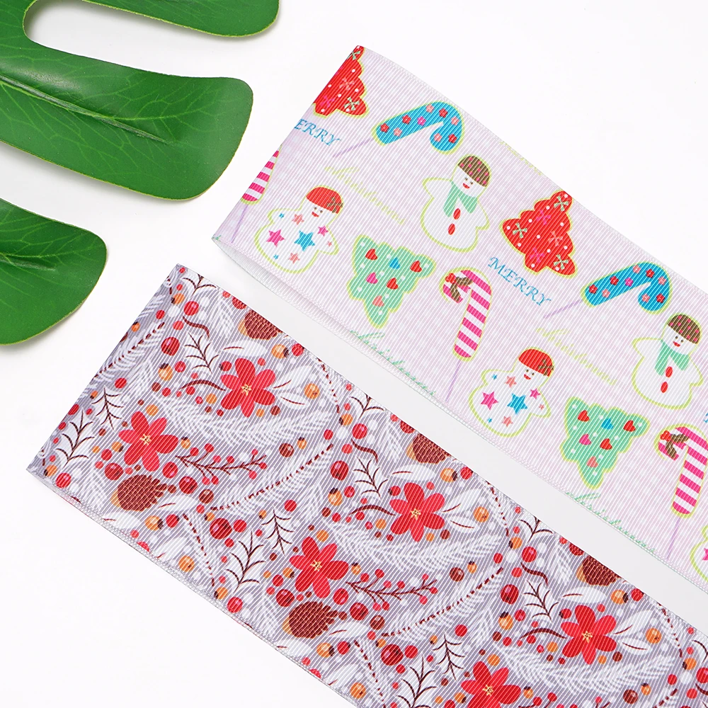 5 Yards Merry Christmas Printed Grosgrain Satin Ribbons For Bows DIY Craft Decoration Packaging Supplies. 72229