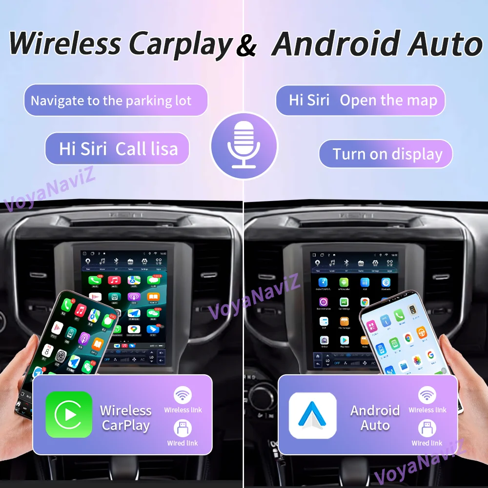 Android Auto Screen Wireless For Dodge Ram 1500 2500 3500 2019-2021 Car Radio Stereo Receiver Video Player Google Maps DSP FM 4G