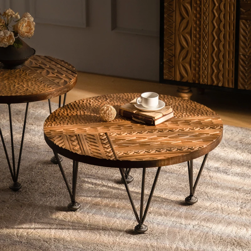 

wind creative side table, small apartment living room sofa round table, American retro homestay corner table coffee table