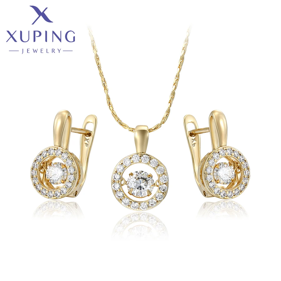 Xuping Jewelry New Arrival Trendy Fashion Stone Necklace Earring Set for Women Christmas Party Gift X000850555