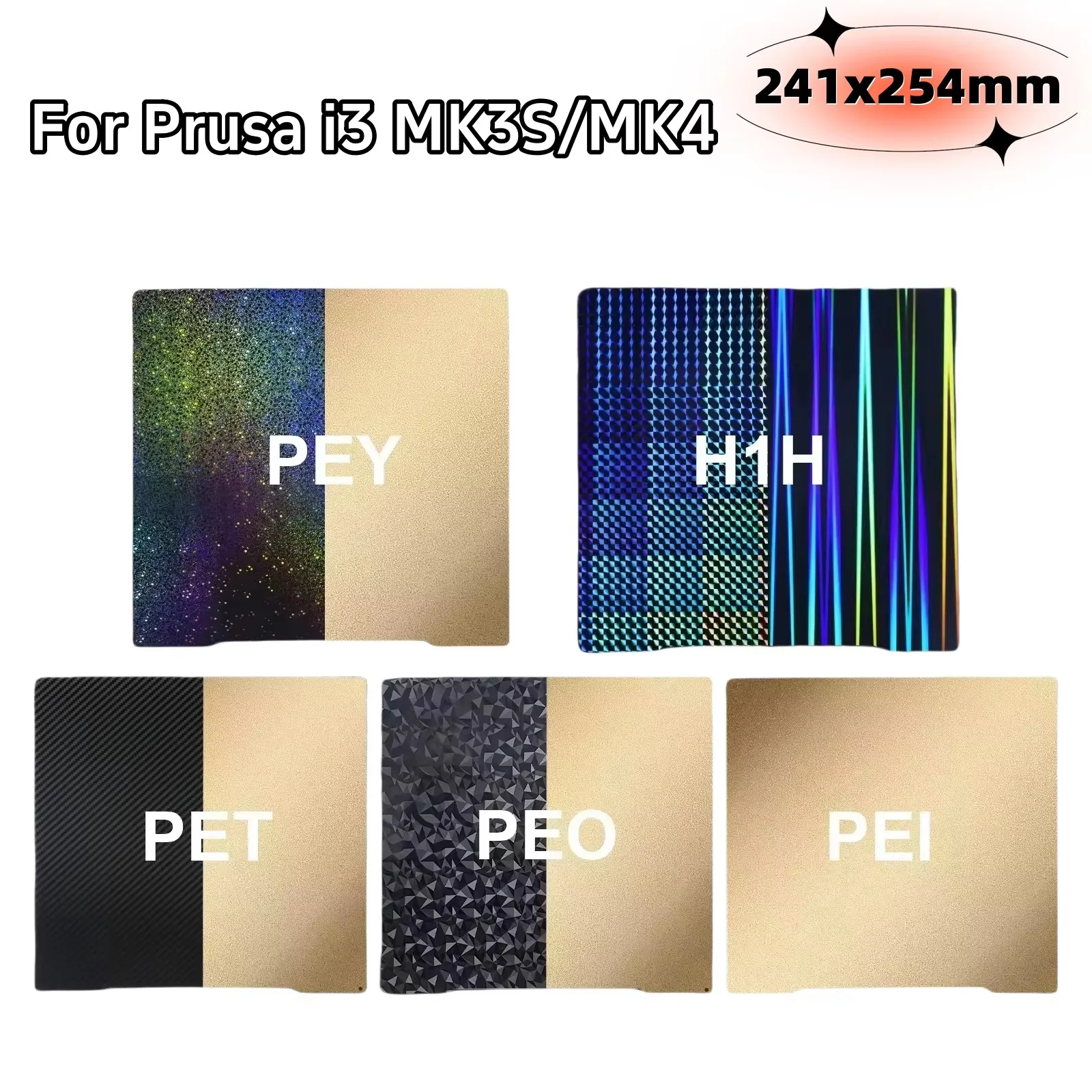 

MK4 MK3S PEI лист 241mmx254mm двухсторонний H1H PEO PET пружинный стальной лист Pei магнитная рабочая пластина для Prusa i3 MK2.5S Mk3 кровать