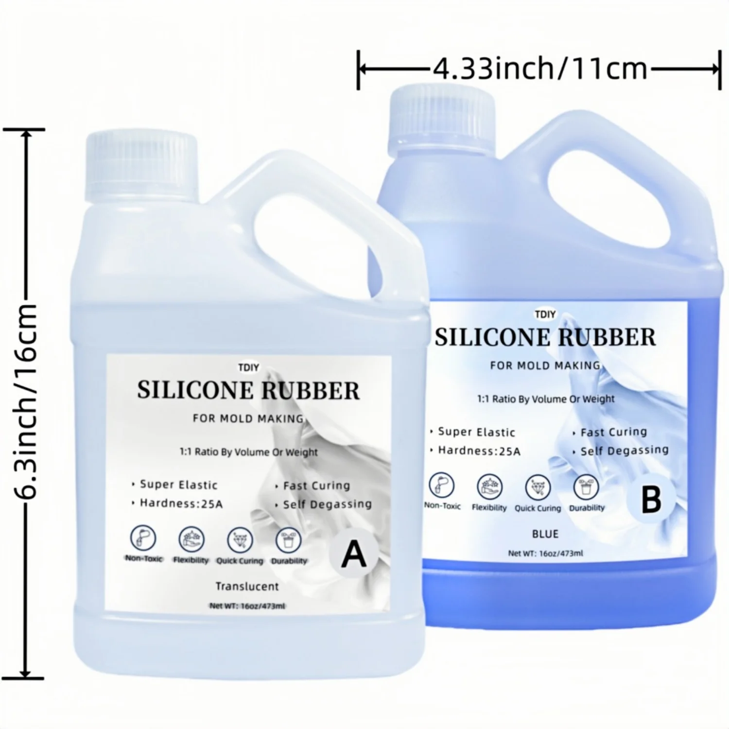 32oz Liquid Silicone Rubber Mold Making Kit - Fast Curing, Non-Toxic, Heat Resistant for Casting Resin, Soap, Wax, Crafts (25A)