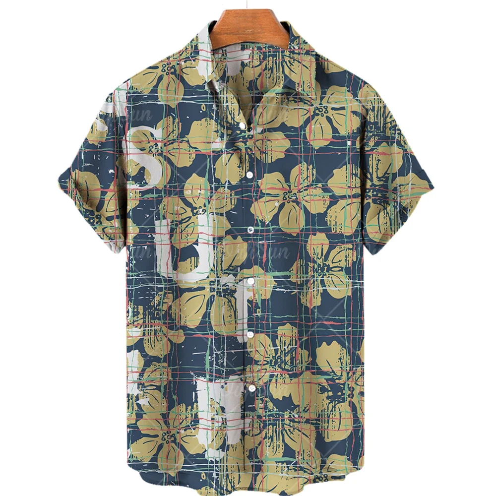 2024 Summer Dress Mid-Century Vintage Hawaiian camicia Casual da uomo con stampa di fabbrica camicia a maniche corte da uomo Beach Holiday Top