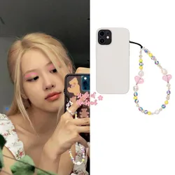 Kpop Heart Phone Charm Beads Straps Wholesale Korean Mobile Chain Jewelry Cord for Cell Phone Accessories Anti-lost Lanyard