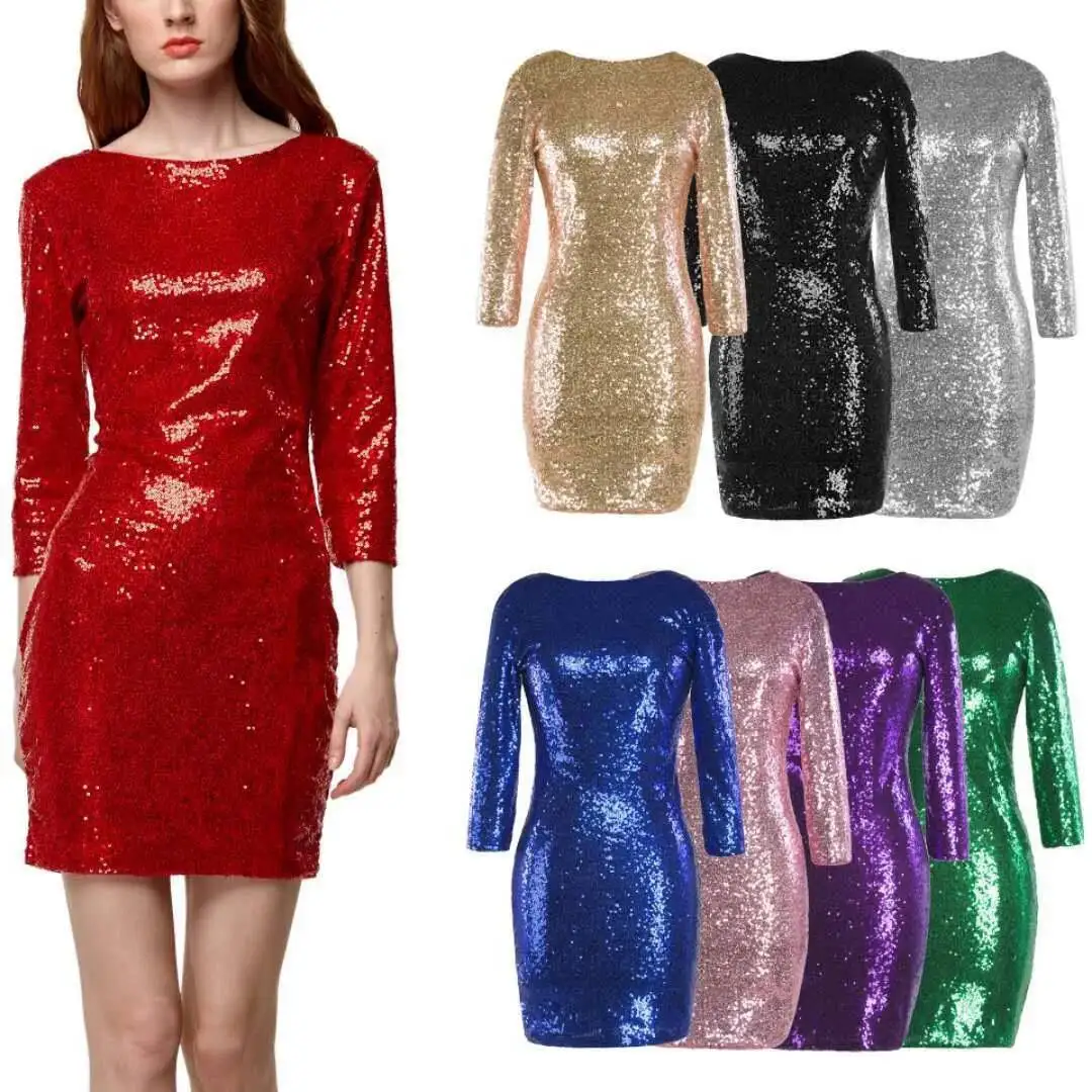 

Party Ladies Formal Sexy Evening Sequin Club Short Dresses Sexy Vestidos Autumn Dresses Women Sequins Bodycon Dress