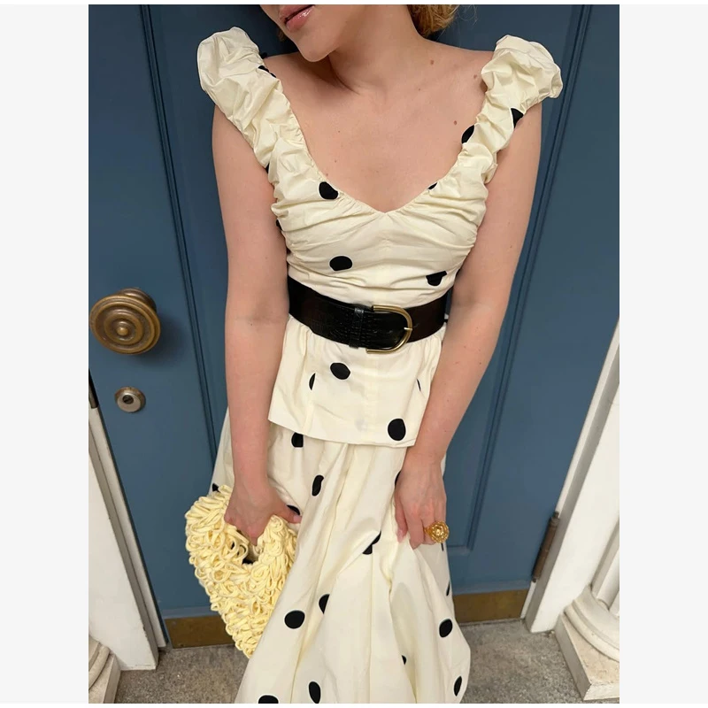 Vintage Polka Dot Backless Top Women