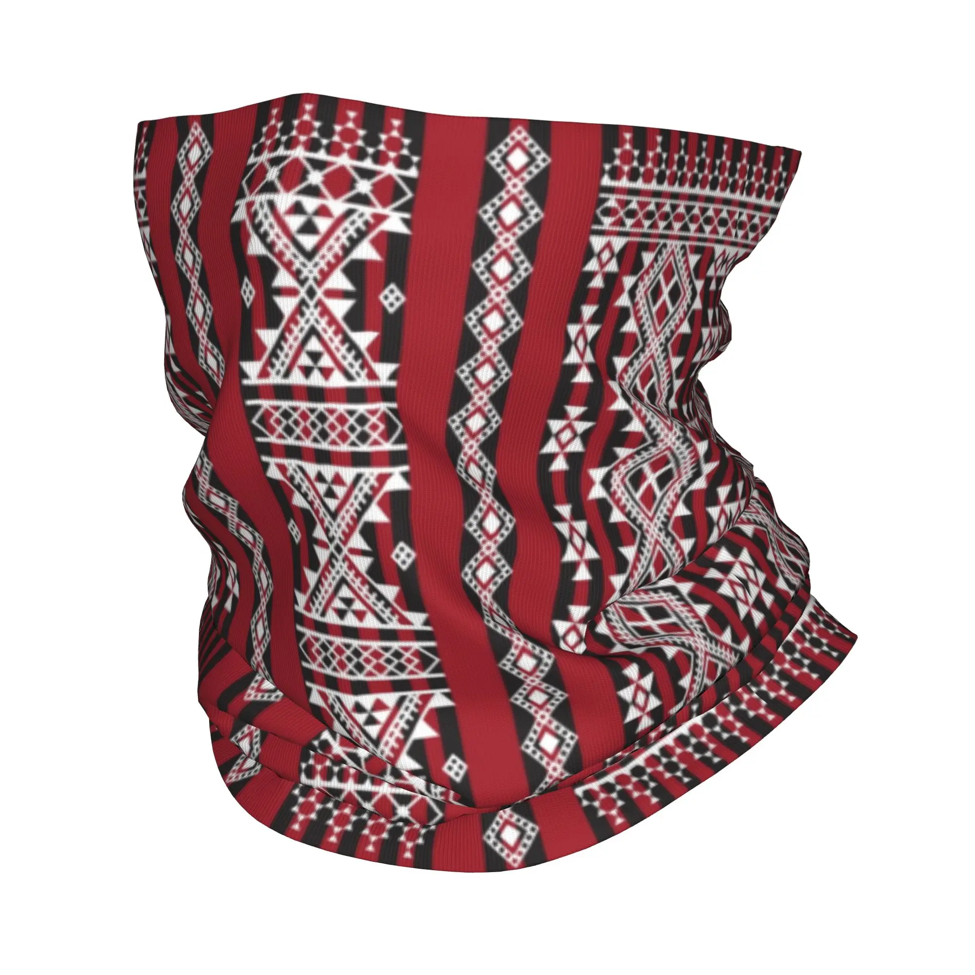 

Custom Red Kabyle Carpet Pattern Bandana Neck Gaiter for Ski Running Women Men Wrap Scarf Geometry Geometric Headband Warmer