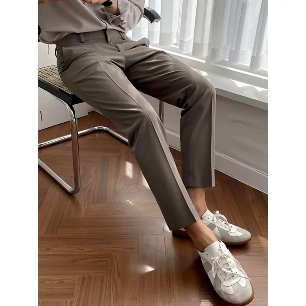 

Men's Slim Fit Korean Sle Nine-Foot Trousers Faionable Casual Pants for Spring Autumn Season Classic Color