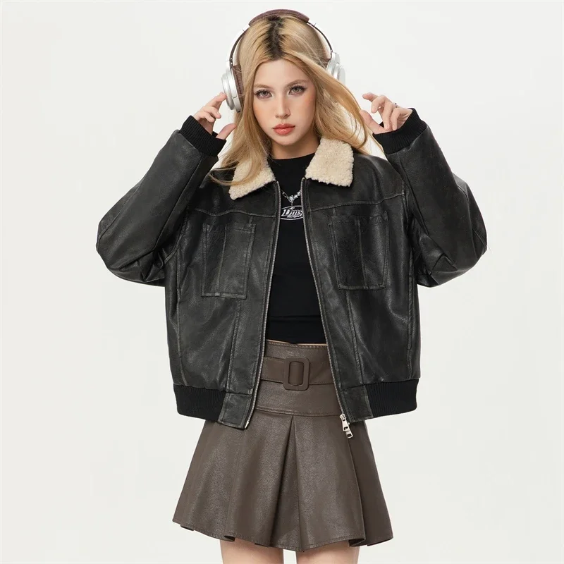 Winter Coats Woman 2024 New in Outerwears Jackets for Women Offers Female Outer Faux Fur Coat Women\'s Motorcycle Leather Jacket