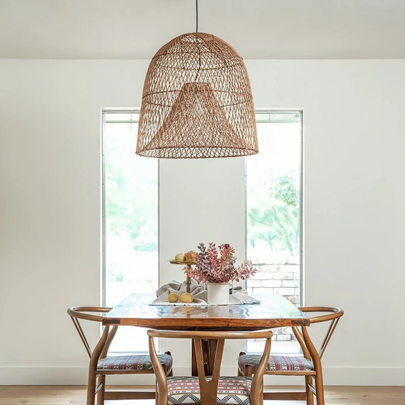 

Wooden Woven Handmade Pendant Lights Rattan hanging lamp for Living Room Restaurant Wabi Sabi Wicker Chandelier Japanese Style