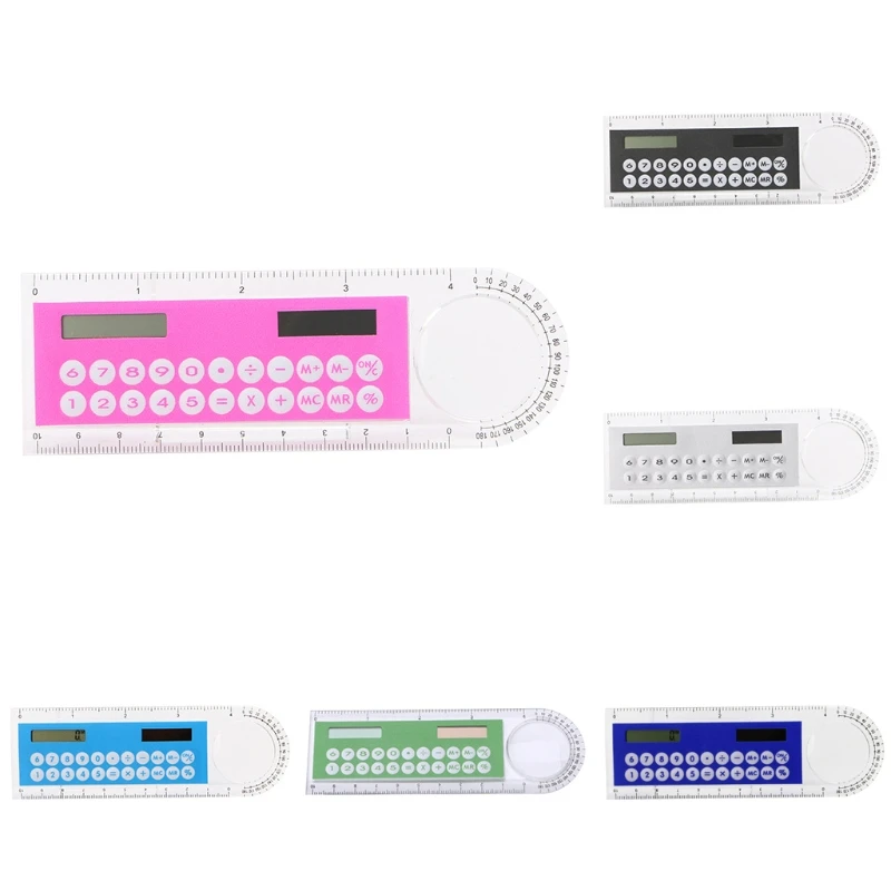Regla ultrafina, calculadora Solar, lupa, suministros escolares multifunción para oficina