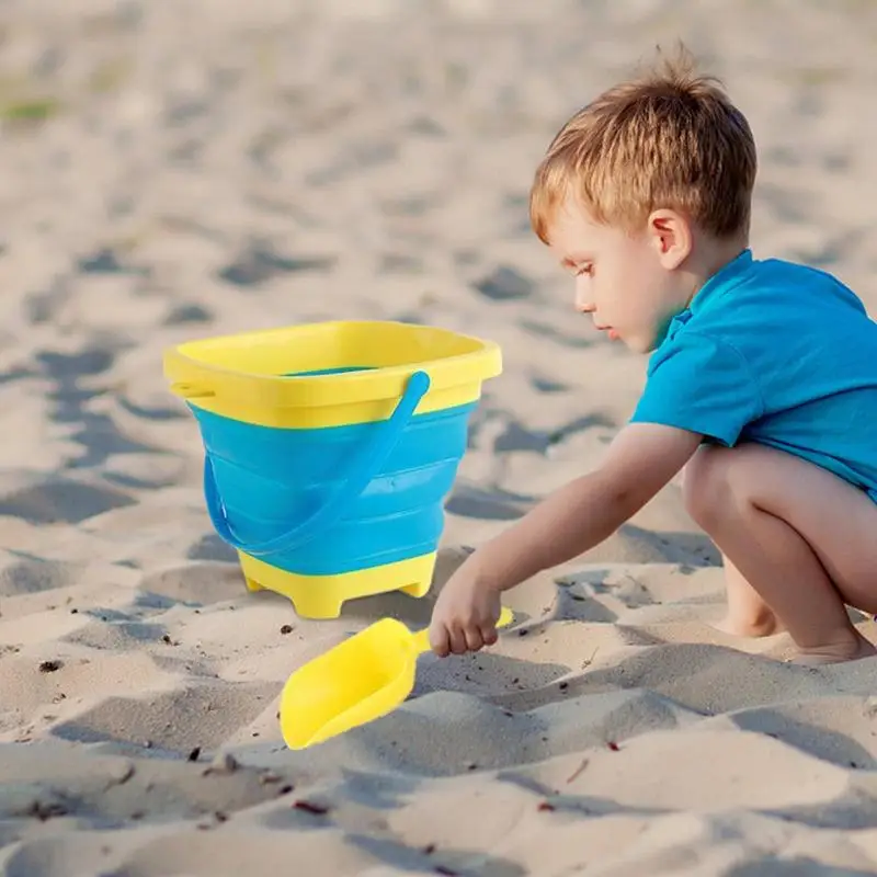 Collapsible Basket Buckets Sand Buckets For Kids With Shovel Foldable Bucket Collapsible Bucket For Kids Toddlers Beach Toys