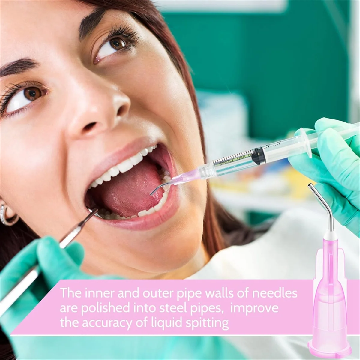 A97G 300 قطعة نصائح الاستغناء المنحنية طرف حاد الاستغناء عن الإبر الأسنان قبل عازمة تدفق الاستغناء إبرة نصائح الوردي