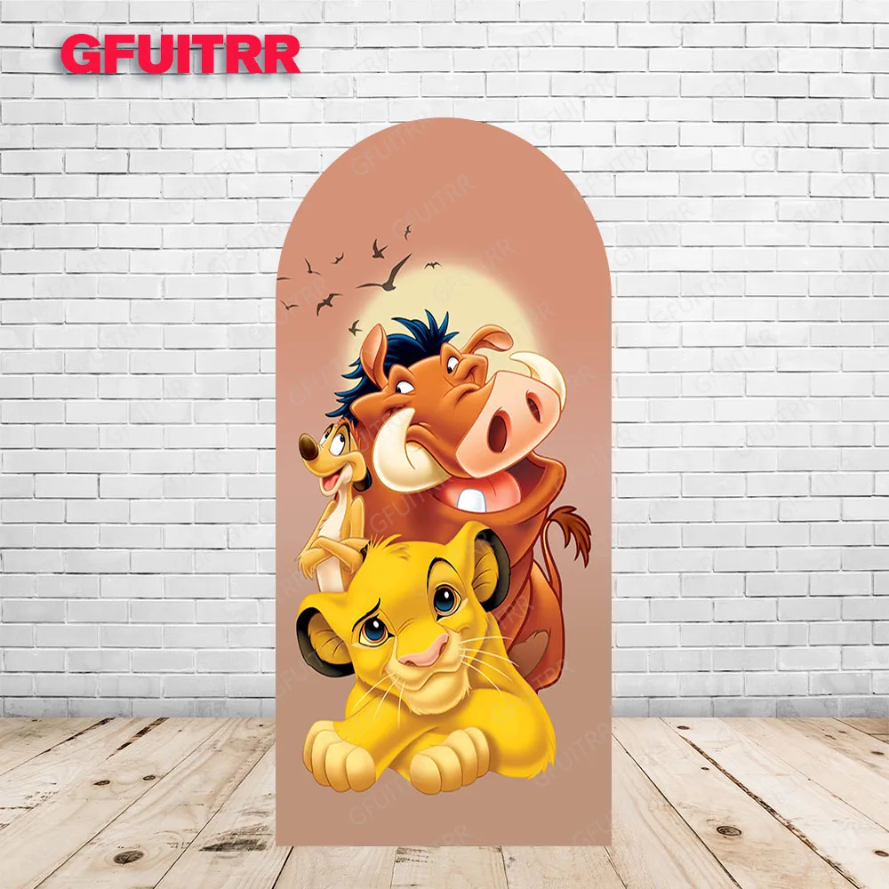 The Lion King Arch Backdrop Photography Background for Kid Birthday Party Doubleside Print Fabric Baby Shower Photo Props