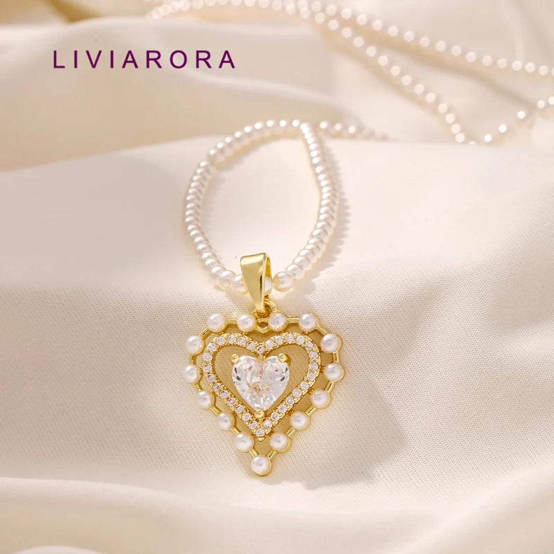 1/2/3Pcs 18K Gold Plated Hollow Heart Pendant Brass With Pearl Edge Zircon Heart Dangle Charms For DIY Necklace Making Supplies